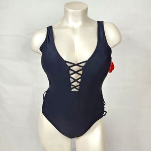 Coral Tropics By Apollo Swimwear Black One Piece Swimsuit Sz 3X